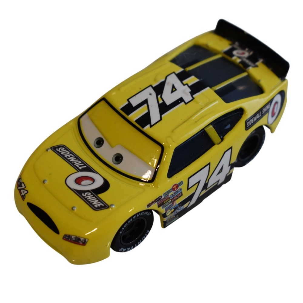 Disney Pixar Cars Slider Petrolski Sidewall Shine 74 Yellow Good Diecast 1:55